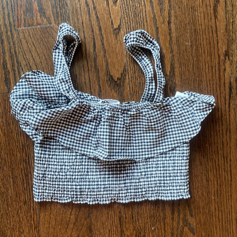 Black and white plaid kids top